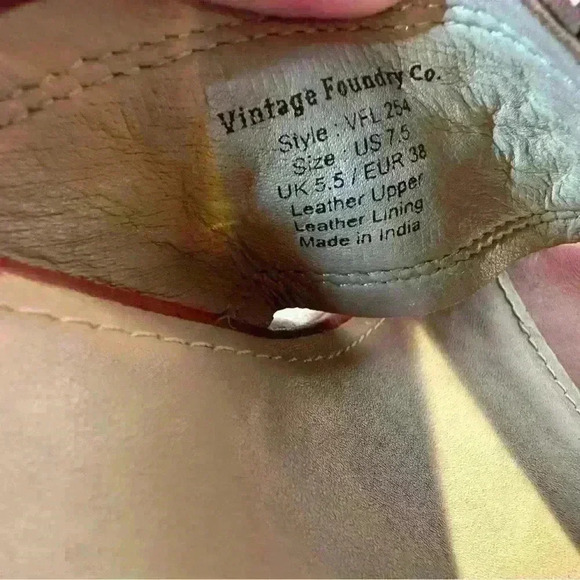 Vintage Foundry Co Lorie Espadrille Wedge Sandal Leather Style VFL254 Cognac 7.5 - Picture 11 of 11